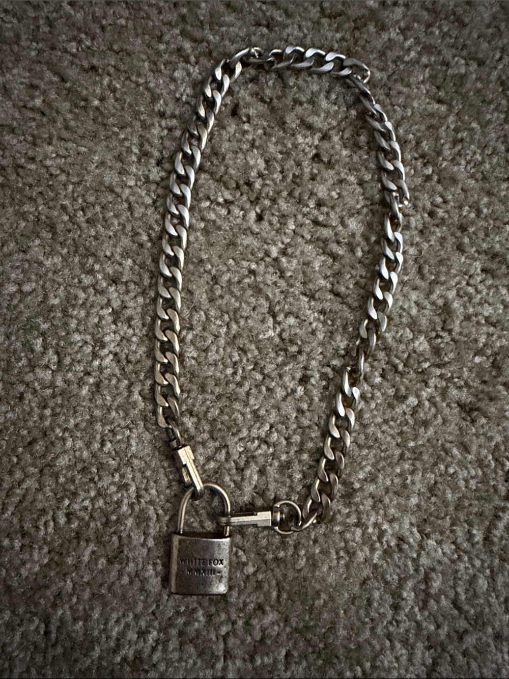 White fox Padlock Cuban Link Necklace